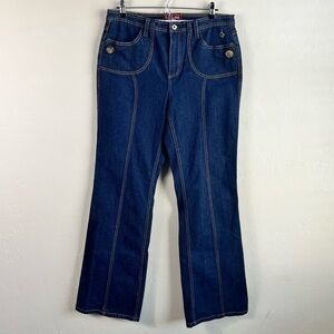 Baby Phat 2000s Y2K Dark Wash Mid Rise Flared Jeans